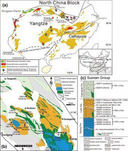 (a) 华南板块地质前寒武纪地质简图;(b)研究区地质简图;(c) 随县群样品在地层中的相对位置