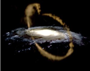 人马座星流被银河系吸积的示意图