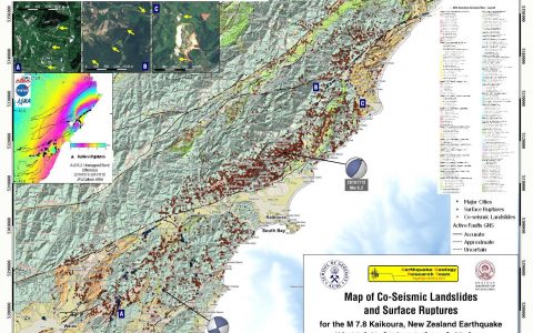 新西兰Mw7.8凯库拉地震造成的滑坡