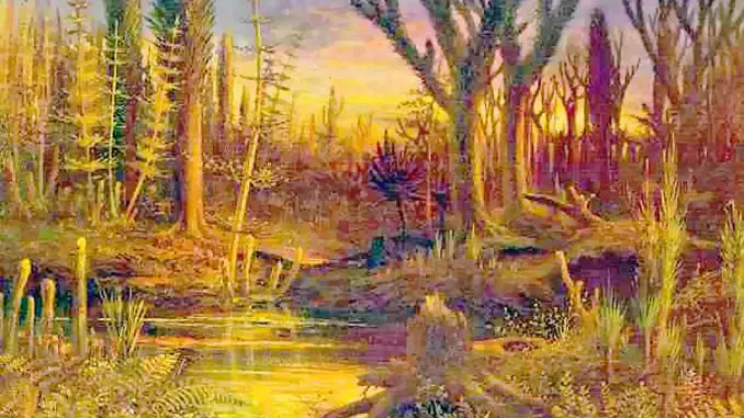 泥盆纪时期的森林想像图 (据Wikipedia)
