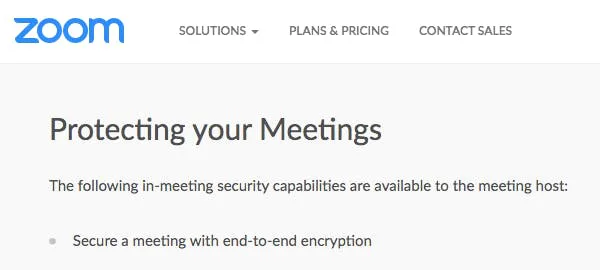 官网表示，会议主持人可以启用端到端加密
