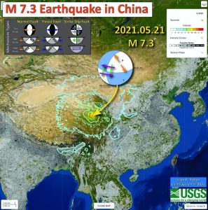 2021年5月21日中国青藏高原地区同一天相隔约4小时发生两个地震:云南漾濞M6.4 与青海玛多M7.4地震