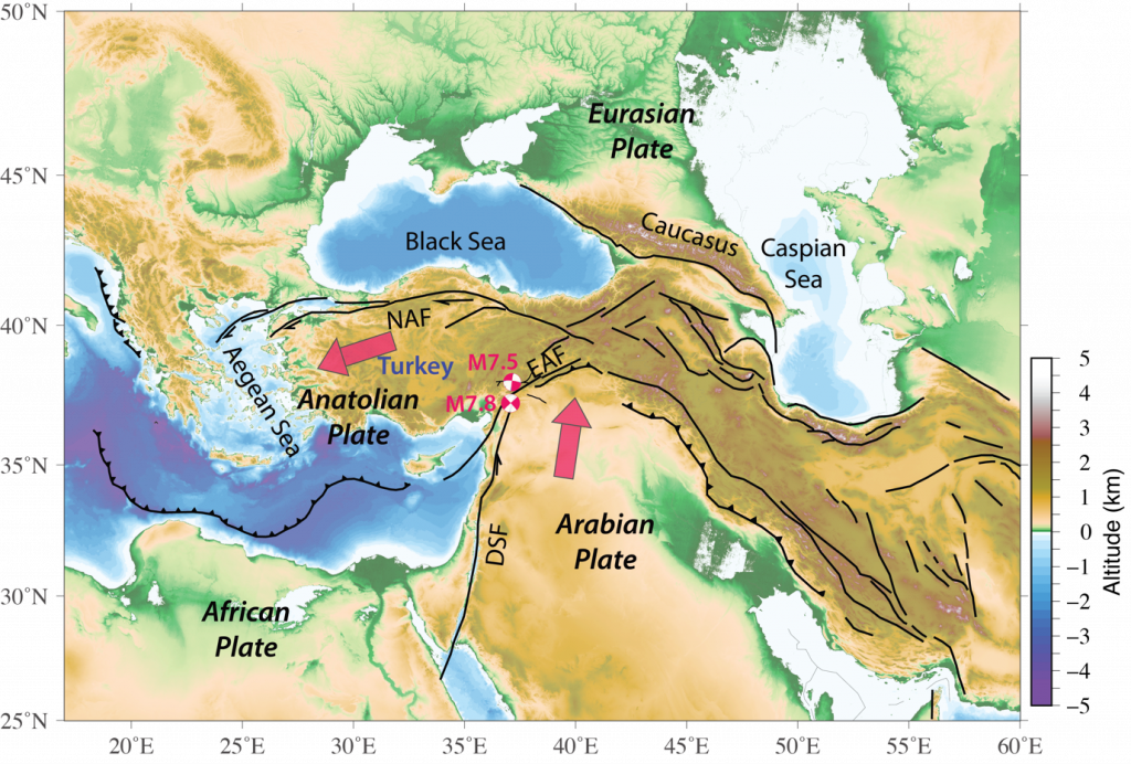 震惊世界的土耳其双强震（M7.8和M7.5）与区域构造特征