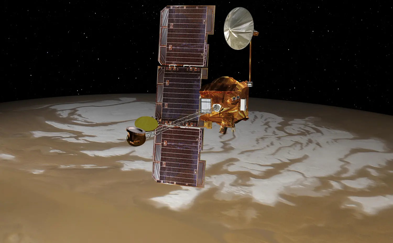 奥德赛卫星飞过火星南极